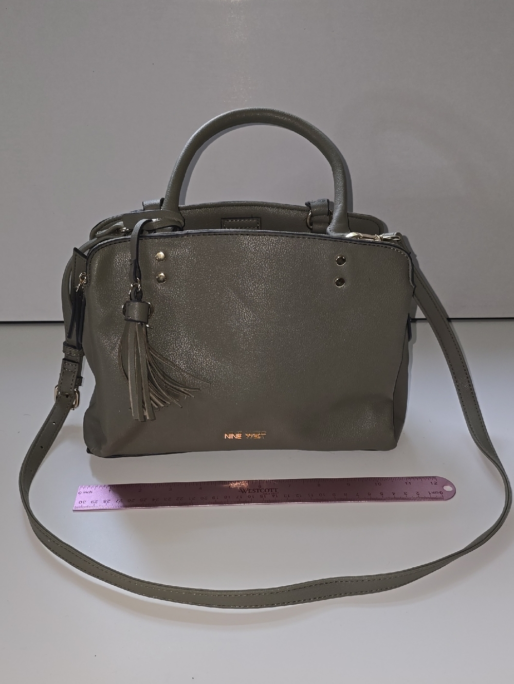 Nine West Olive Tassel Satchel with Crossbody Strap